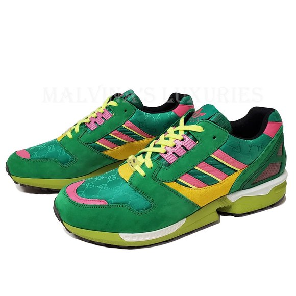 GUCCI MENS SNEAKERS X ADIDAS ZX 8000 TORSION GREEN GG CANVAS SHOES 11 11.5 US - Picture 7 of 15